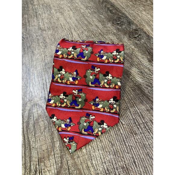 Disney Other - Disney Christmas Necktie Mickey Donald Goofy 100% Silk Classic Festive Holidays